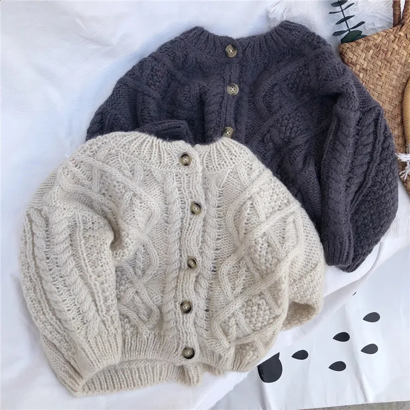 Весенне-осенний свитер для мальчиков и девочек, вязаный кардиган для маленьких детей, одежда в корейском стиле, одежда 240122