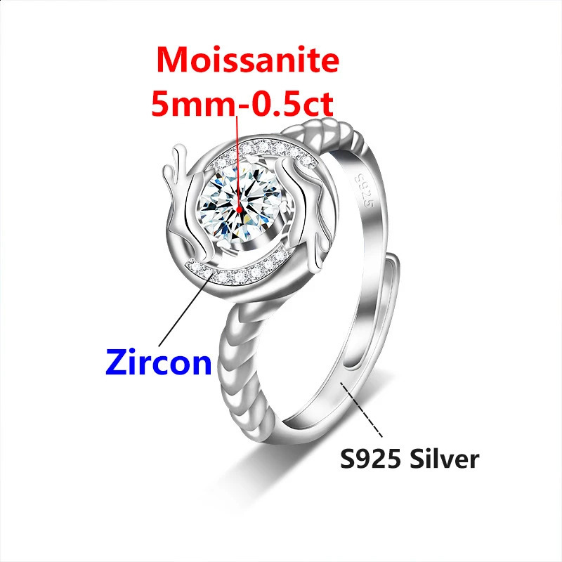 05ct Chinoiserie Rings for Men mode Original 925 Sterling Silver Comet Ladys Elegant Diamond Star Ring 240125