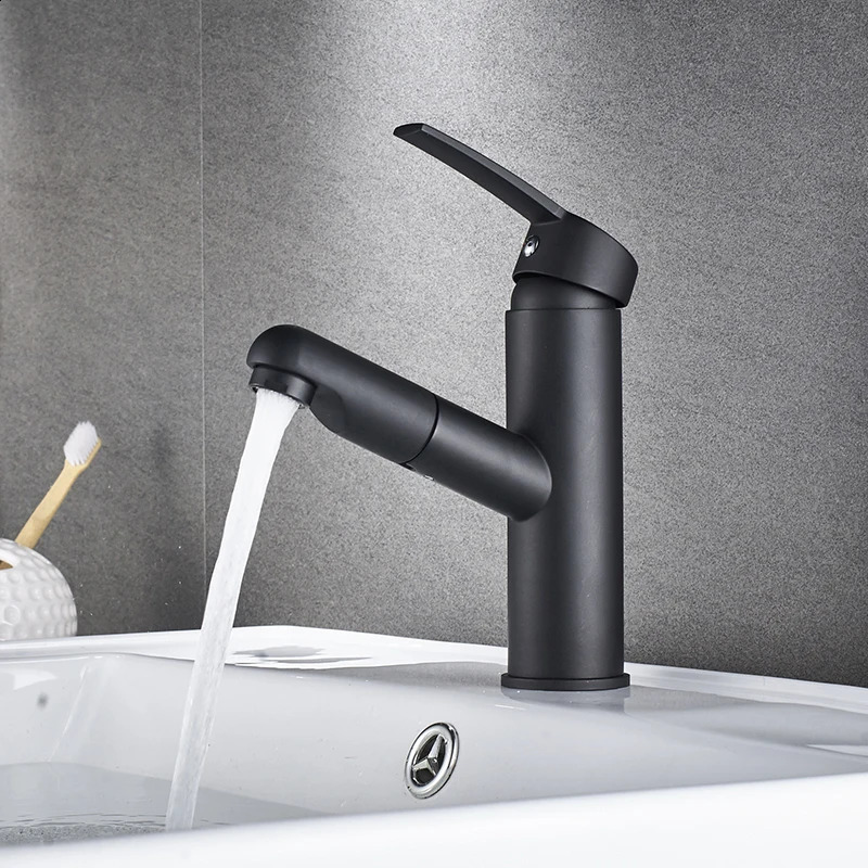 Tuqiu Basin Faucet Modern Black Badrumsblandare TAP Borstad Goldnickelchrome Wash Basin och Cold Sink 240127