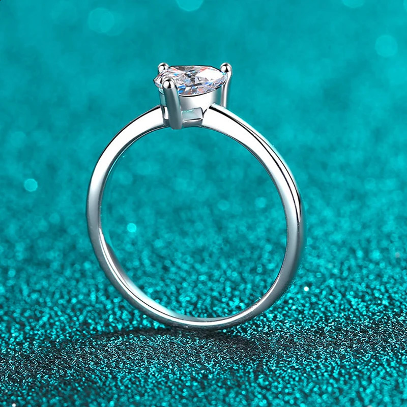 Smyoue White Gold 05ct 5mm Hjärtskuren ring för kvinnor S925 Solid Silver Lab Diamond Wedding Band Luxury Jewelry GRA 240130