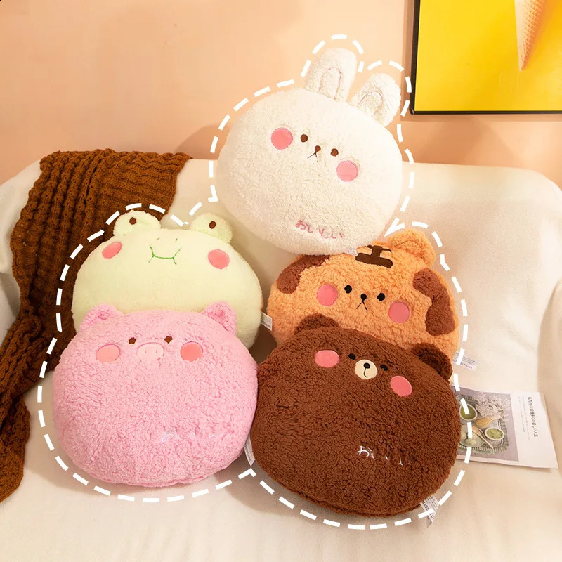 3527cm kawaii rabbit frog bear tiger pig figy bluffy animal Raved plush枕シートクッション装飾ぬいぐるみpelucheキッズギフト240131