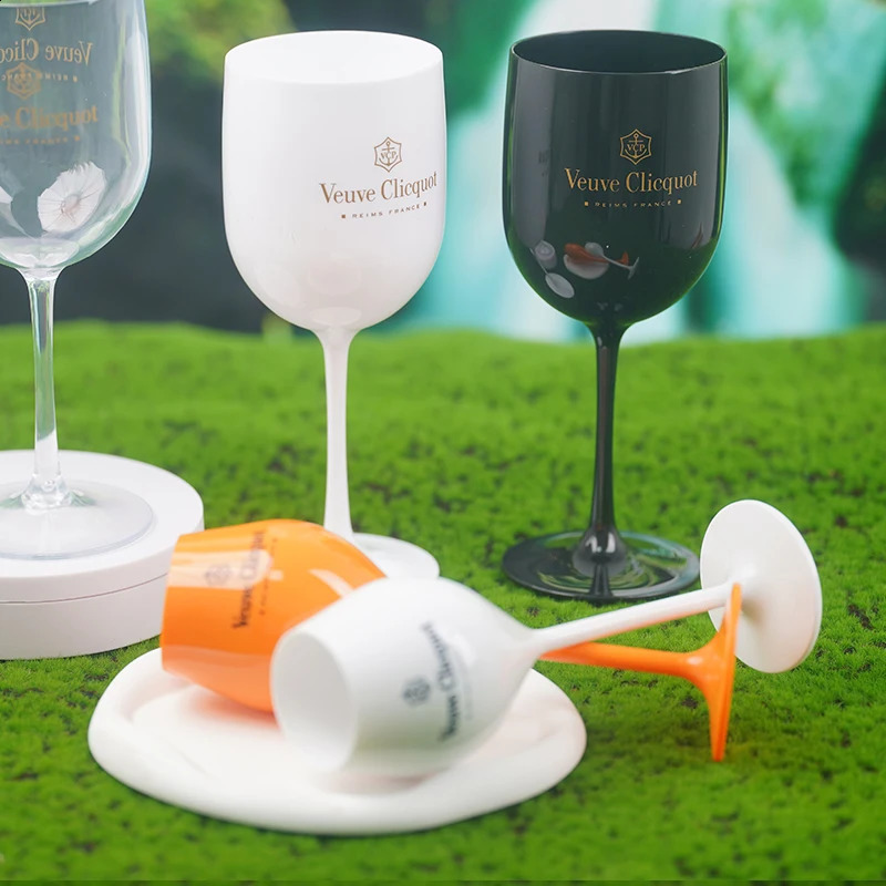 Veuve Clicquot Flutes Glasögon Plastiska vin Diskmaskiner Vit orange Akryl Champagne Glass Beer Whisky Party Cups 240127