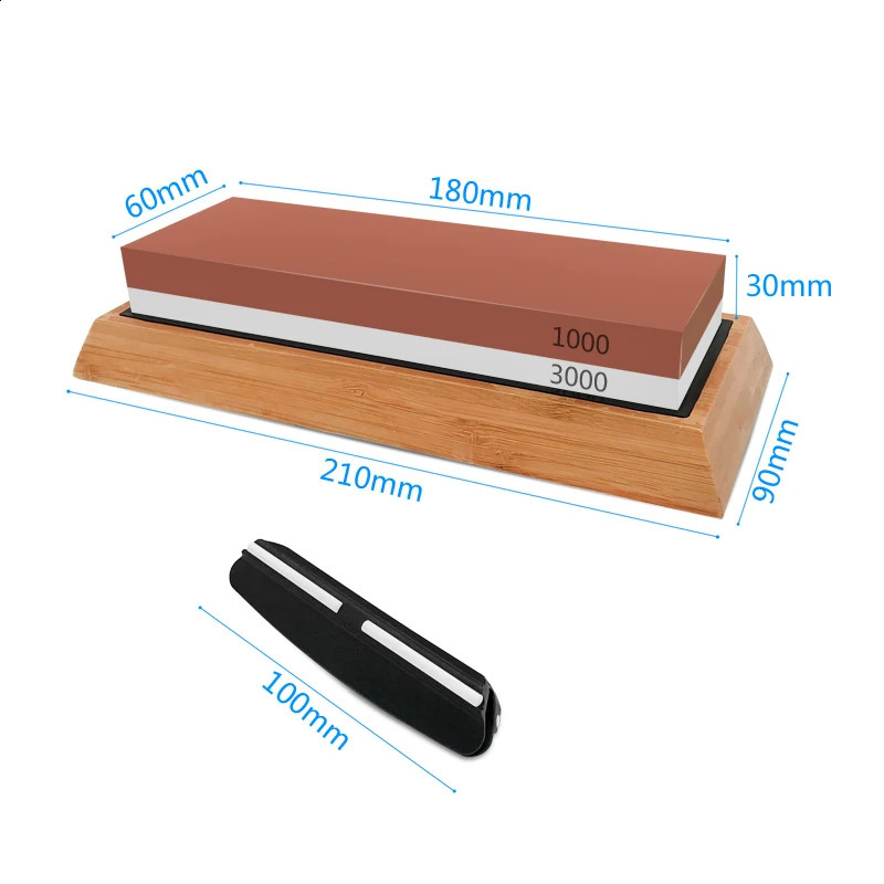 3in1 Professional Sharpening Stones Knivslipare DoubleSide Whetstone Grinder Stone Watster Bamboo Base Angle Guide 240123