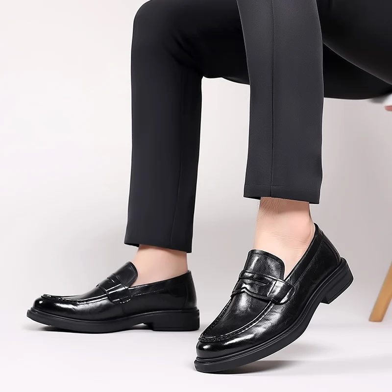 High-end Italiaans lederen slip-on heren Business Dress Square teen Britse slip-on formele casual loafer oxford schoenen bruiloft b