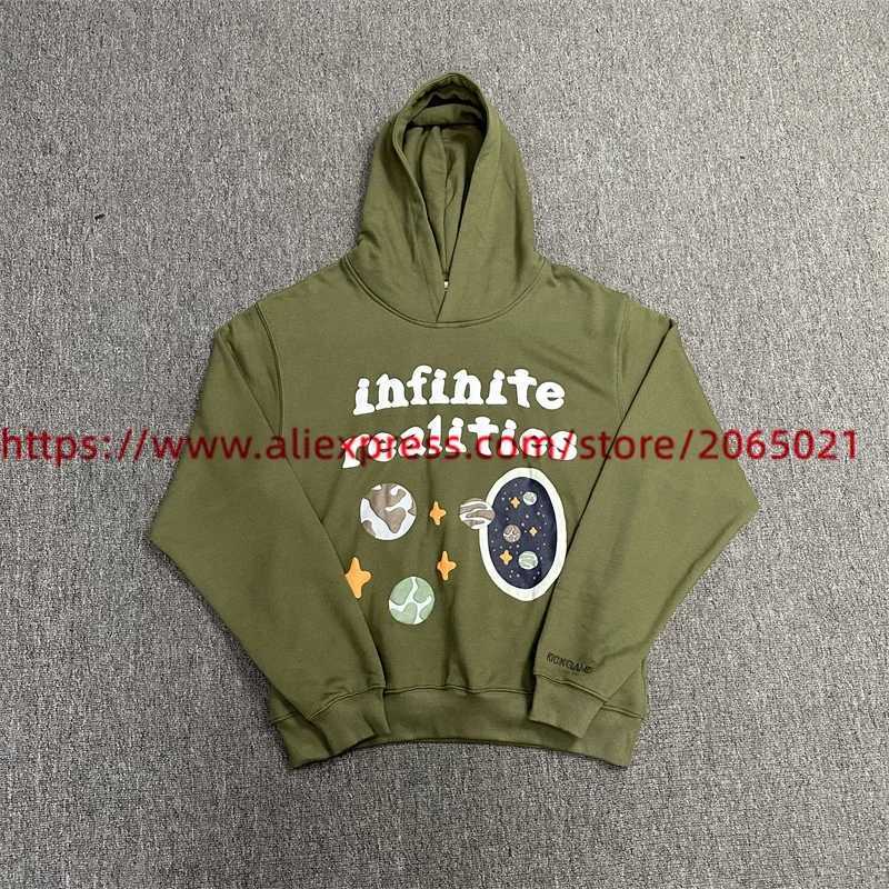 Men's Hoodies Sweatshirts Good Quality Green Broken Planet Fashion Hoodies Men High Street Women Hooded Casual Sweatshirt Oversized Pullover T240217