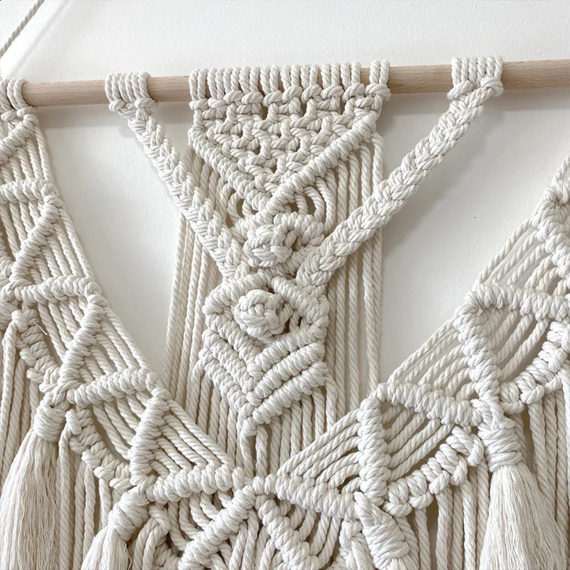 Macrame geweven wandtapijt Boho chic Boheemse geometrische kunst decor mooi appartement slaapzaal thuis kamer decoratie 240127