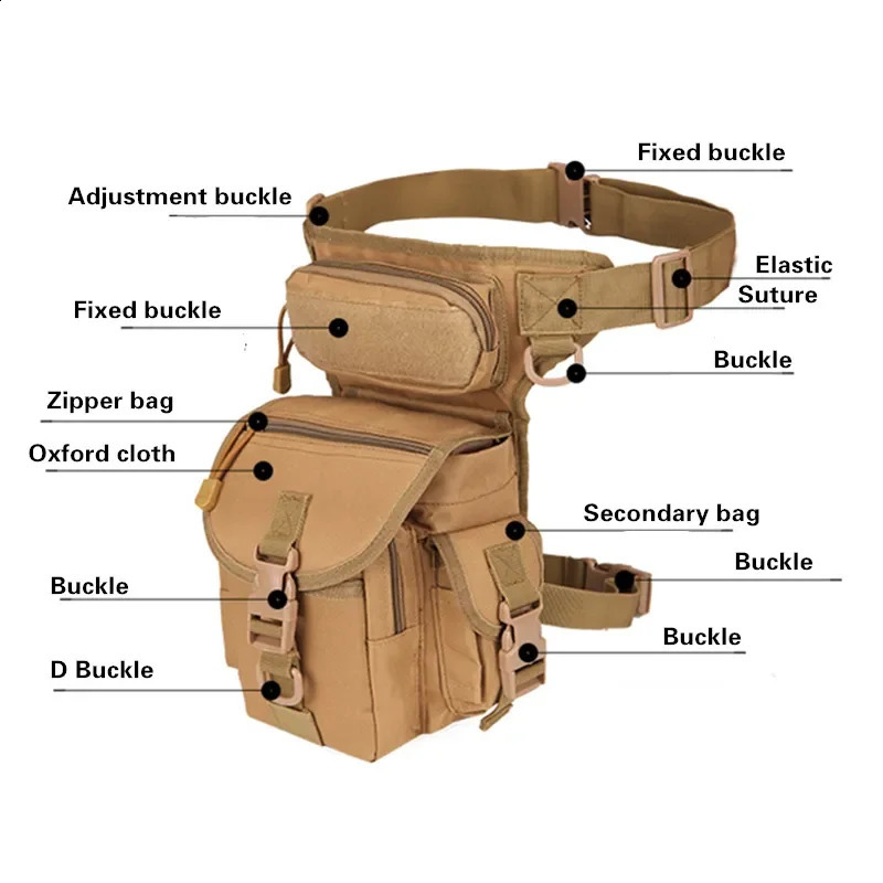 Outdoor Taktische Drop Bein Tasche EDC Militär Molle Jagd Wandern Fanny Oberschenkel Pack Motorrad Reiten Männer Werkzeug Taille Beutel 240127