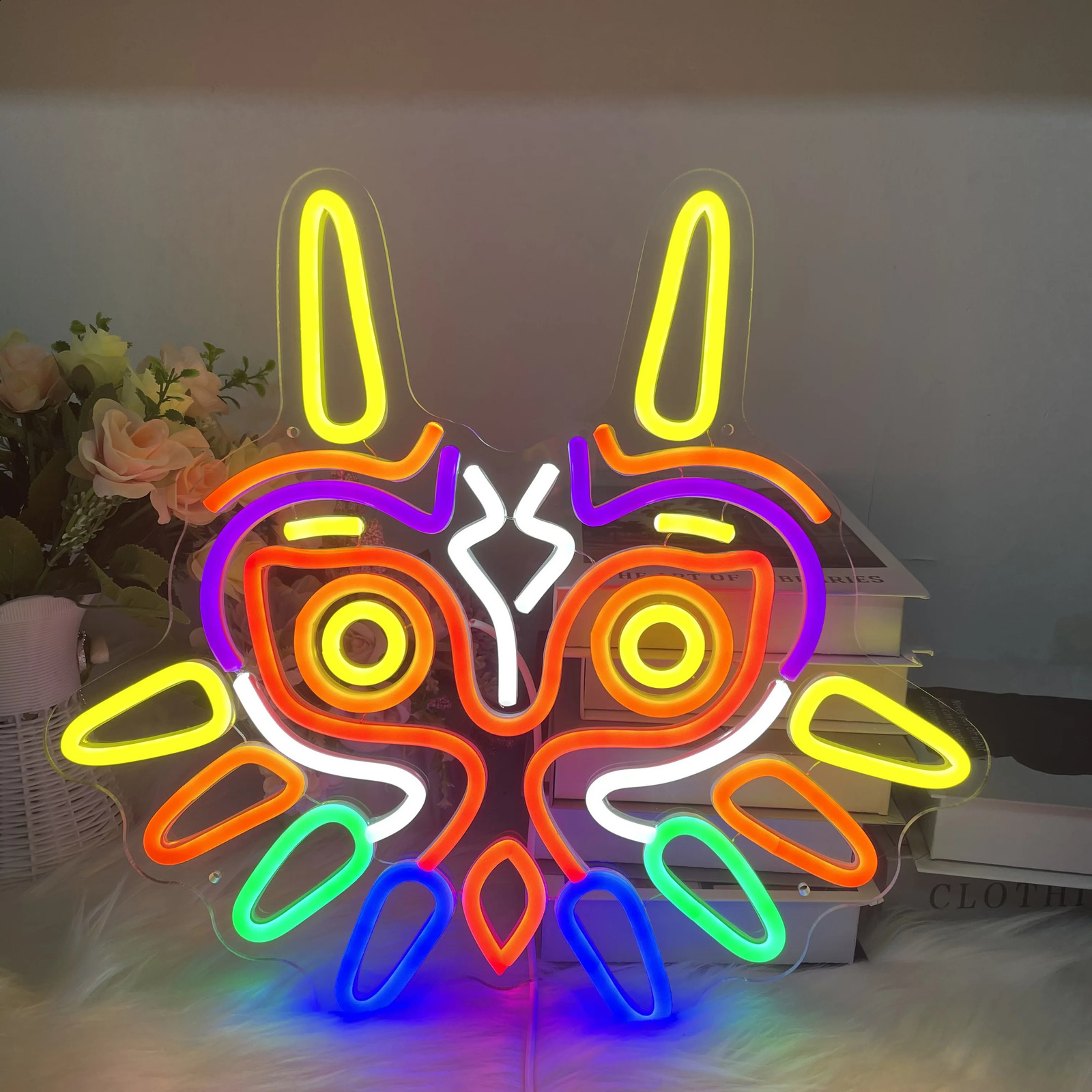 Mask Neon Sign Club LED Wall Decor Custom Light Up Eesthetics Night Lamp för sovrumsutrymme barn baby ledande lampor hem 240119