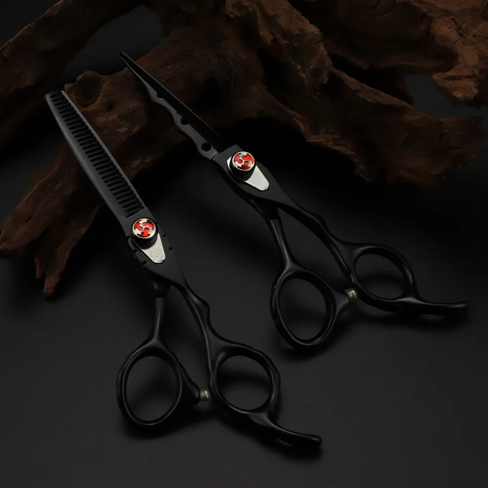 Customize Japan 440c 6 '' flame gem hair scissors haircut thinning barber cutting shears hairdresser set 240126