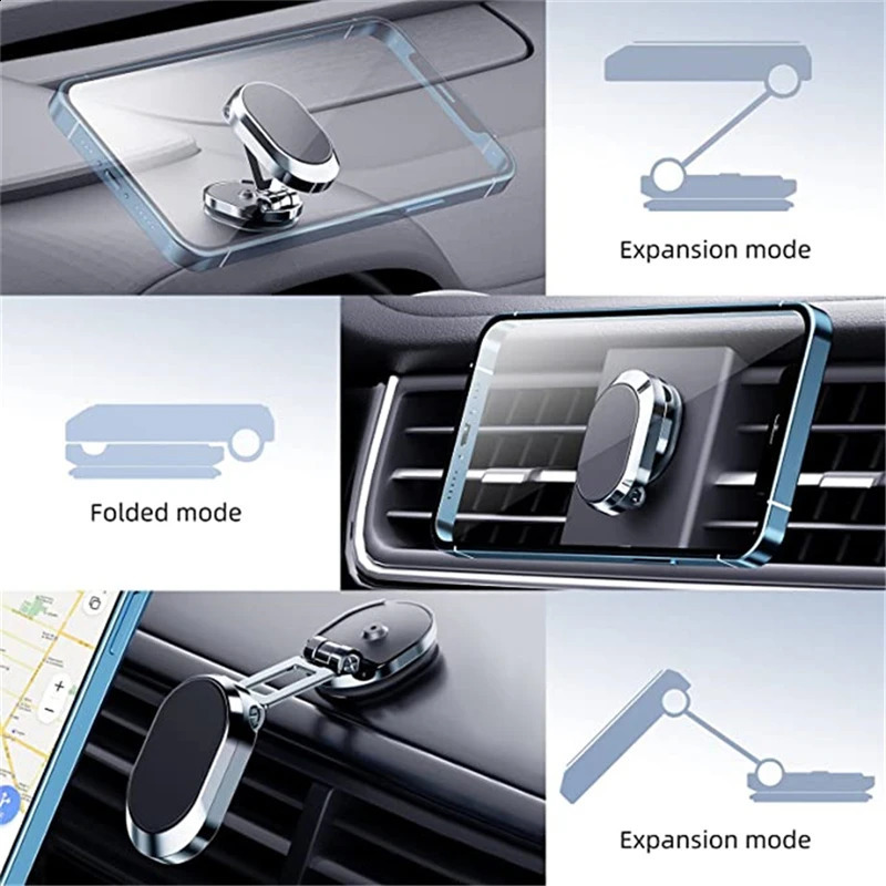 Metal Magnetic Car Phone Stand GPS دعم قابلة للطي لـ 13 Max قابلة للتعديل 360 حامل لوحة معلومات MAGNET MAGNET 240126