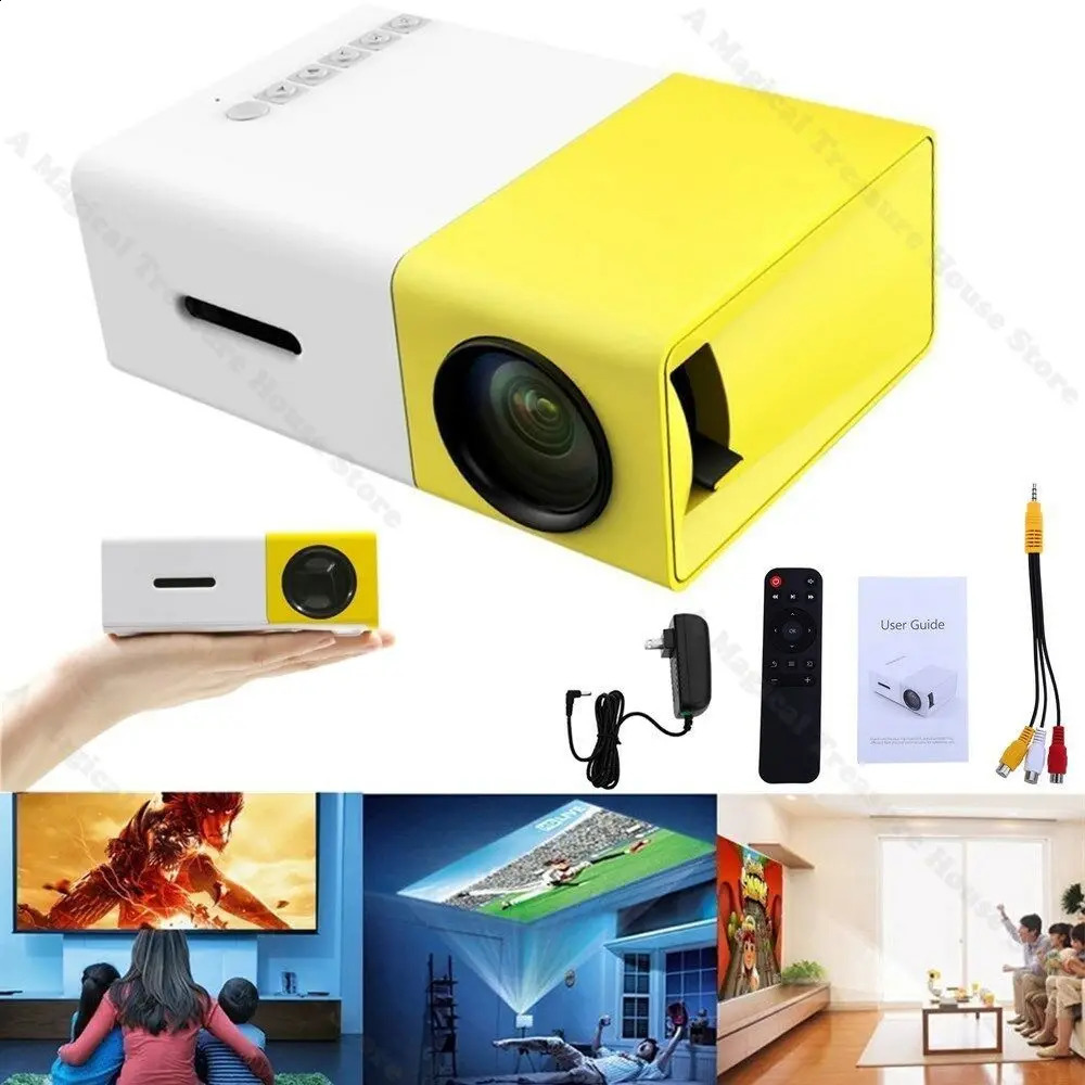 YG300 Mini-Projektor, Kontrast, unterstützt 1080P, kompatibler USB-Audio, tragbarer Home-Media-Video-Player 240125