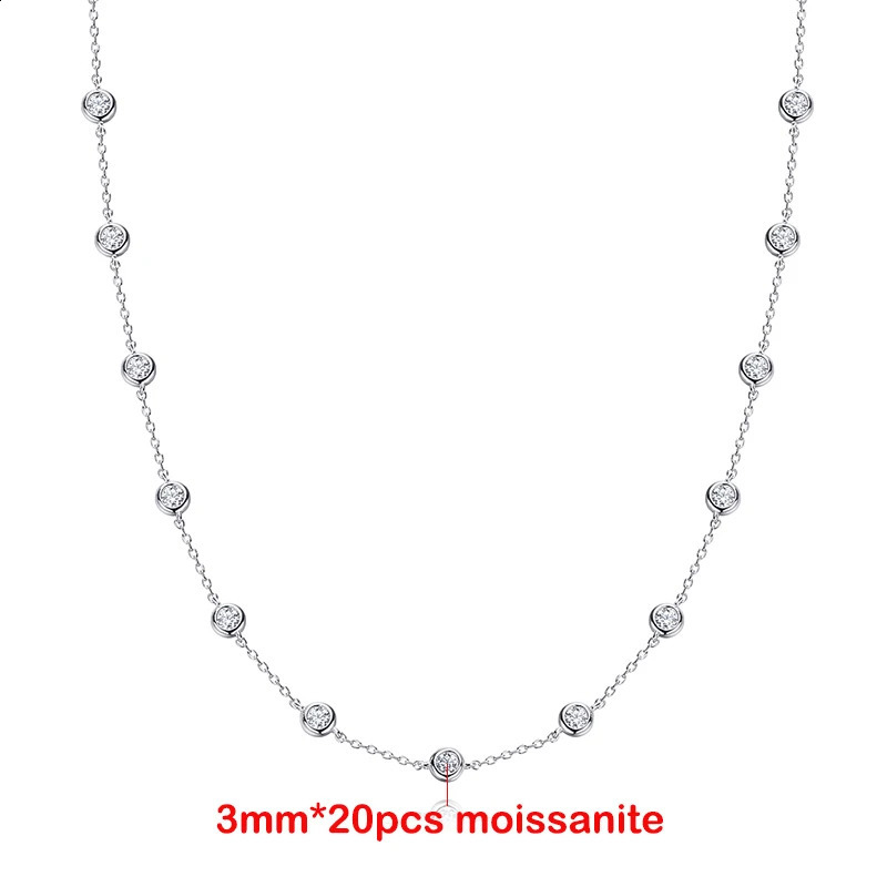 TFGLBU 3 мм 2CTTW все ожерелье для женщин классическая пузырьковая ключичная цепочка тест пройден 100% ювелирные изделия из стерлингового серебра S925 240127