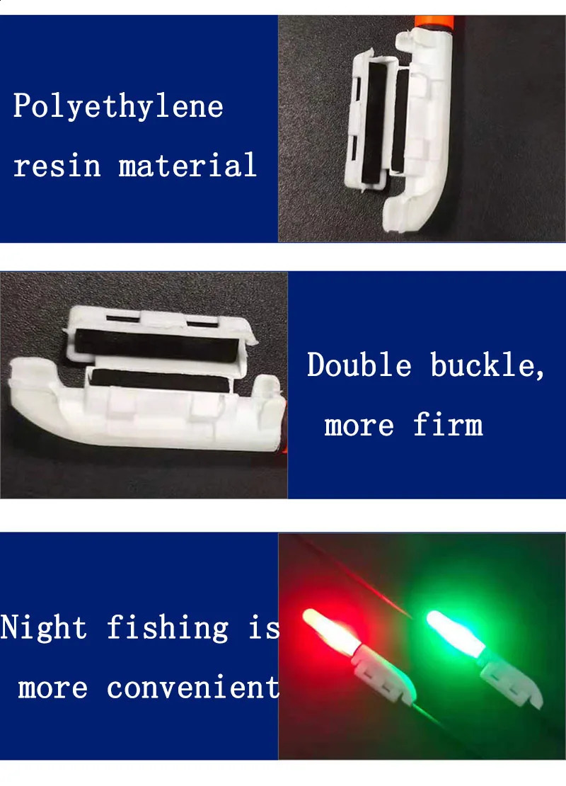 10 pçslot led vara clipe de luz eletrônica na ponta da vara de pesca à prova dwaterproof água lâmpada brilhante bateria recarregável a5 240119