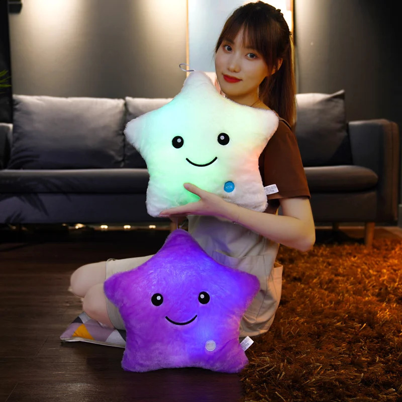 40CM Luminous Star Pillow Led Light Pillow Toys Colorful Stars Kids Toys Birthday Gifts For Kids 240118