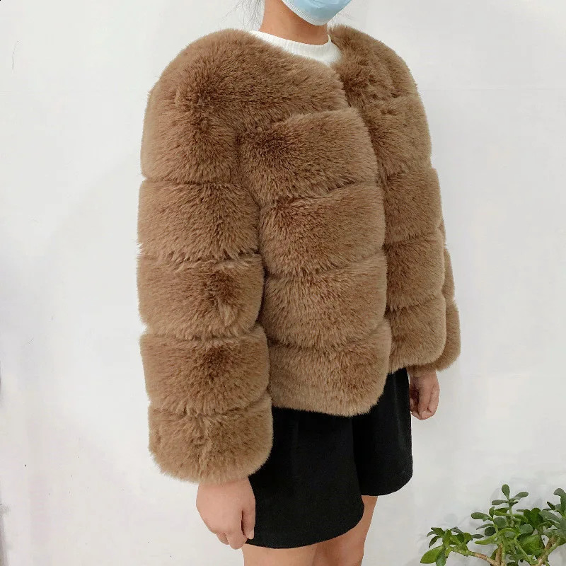 Femmes fausse fourrure manteau automne hiver haute qualité moelleux court manteau fausse fourrure veste dames fourrure hauts à la mode 240122