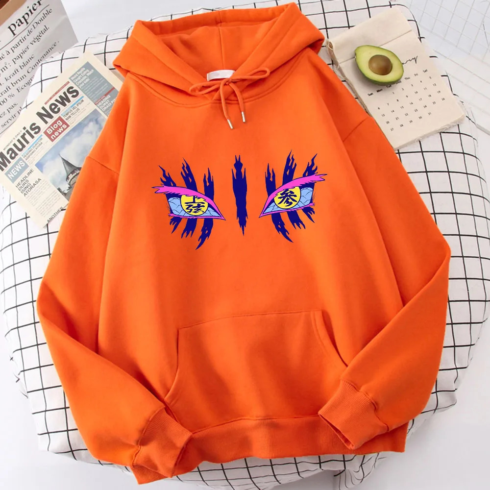 Demon Slayer Akaza Eyes Anime Pattern Hoody Female Personality Harajuku Hoodie AllMatch Fleece Pullovers Hip Hop Warm Clothes 240119