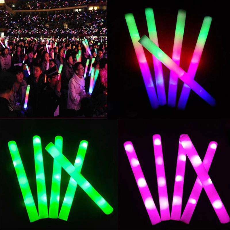 LED Glow Stick Plassing Batons Tezahürat Tüpü Düğün Partisi Konser Malzemeleri Işık Çubukları Noel Led 240122