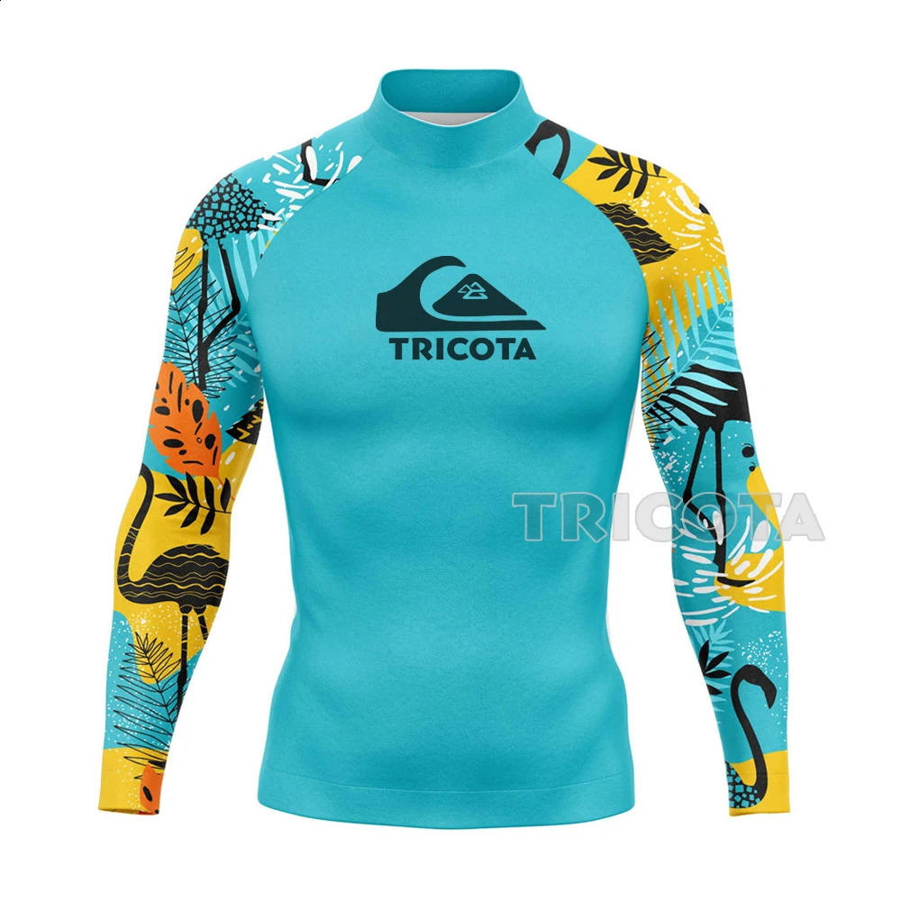 Surfen Zwemmen Duiken T-shirts Strakke Rash Guard Badmode met lange mouwen Heren UV-bescherming Surfkleding Strand Floatsuit Tops 240131