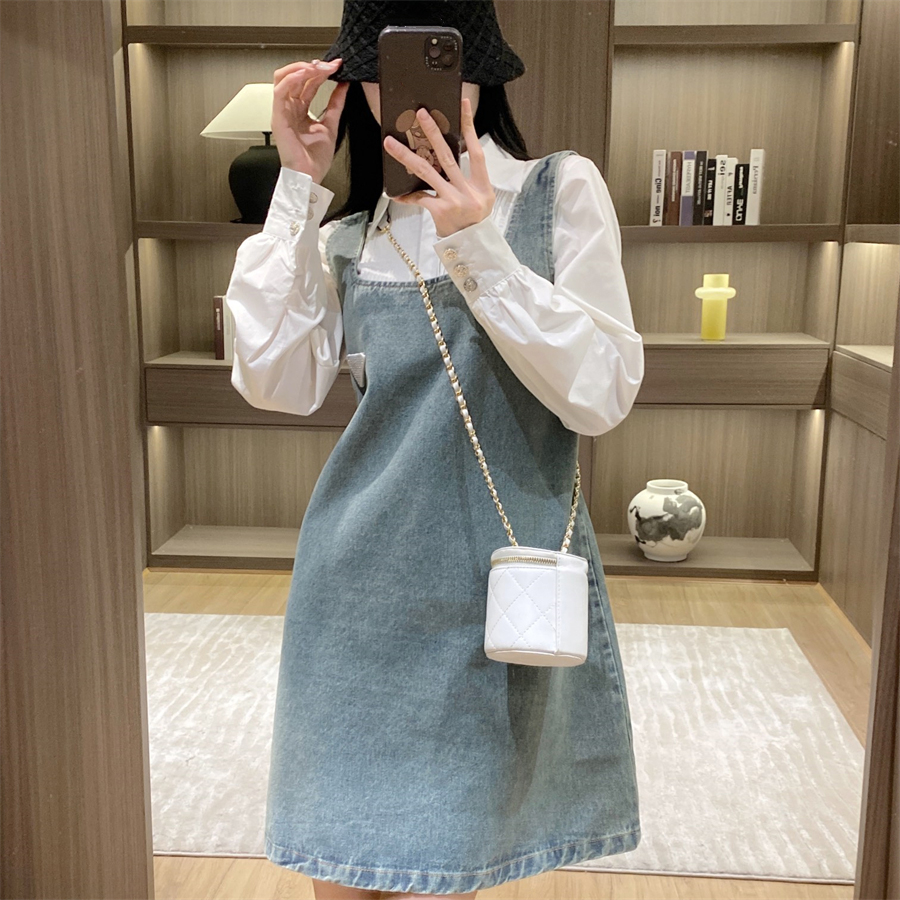 Designer dress women's basic casual denim camisole dress summer fashion trend triangle logo party dress