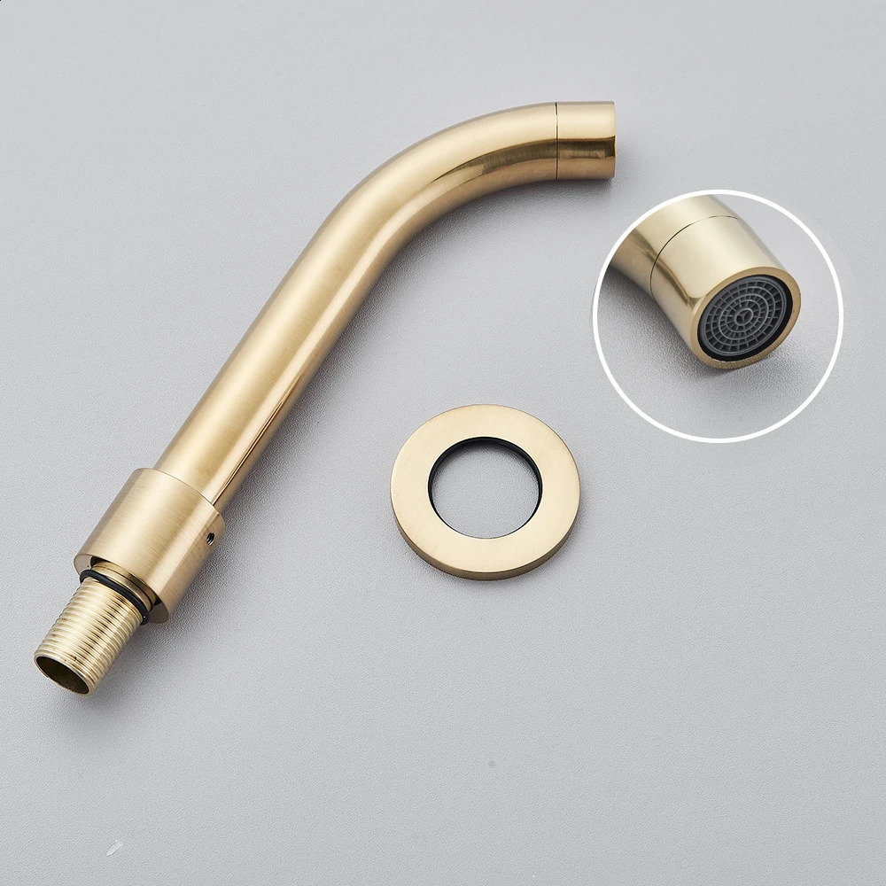 Modern Brushed Gold Brass Bathroom Faucet Single Lever Wall Mounted Spout Embedded Cold Mixer Sink Tap 240127