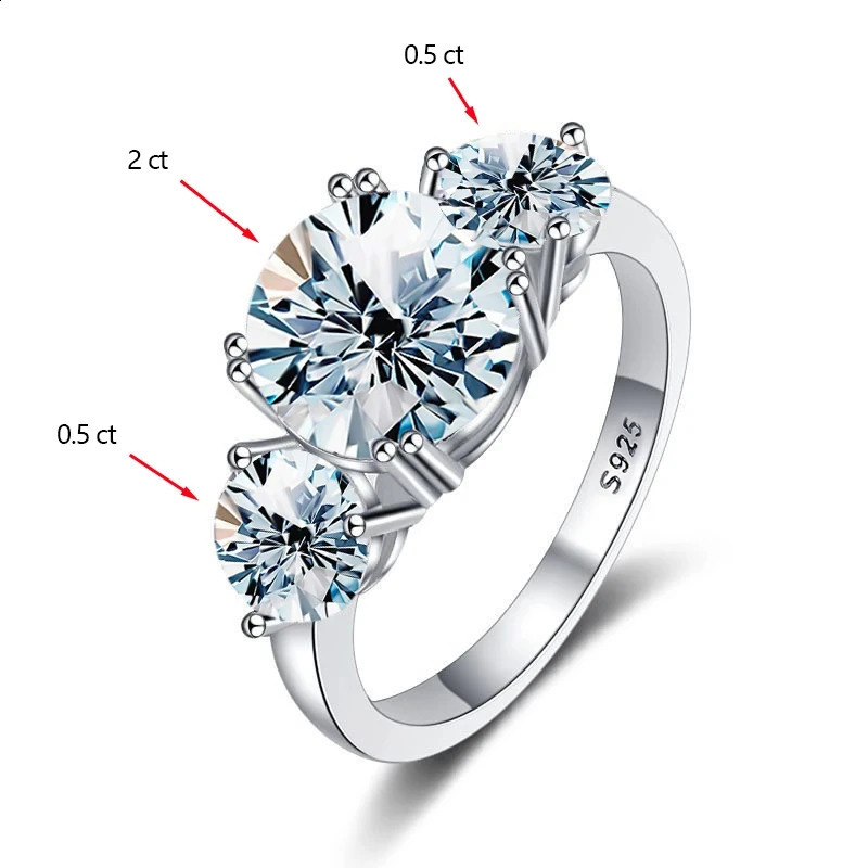 Knb Luxury Rings for Women Gifter Real 925 Sterling Silver 3CT Diamond with Certificate Engagement Wedding Fine Jewelry 240130