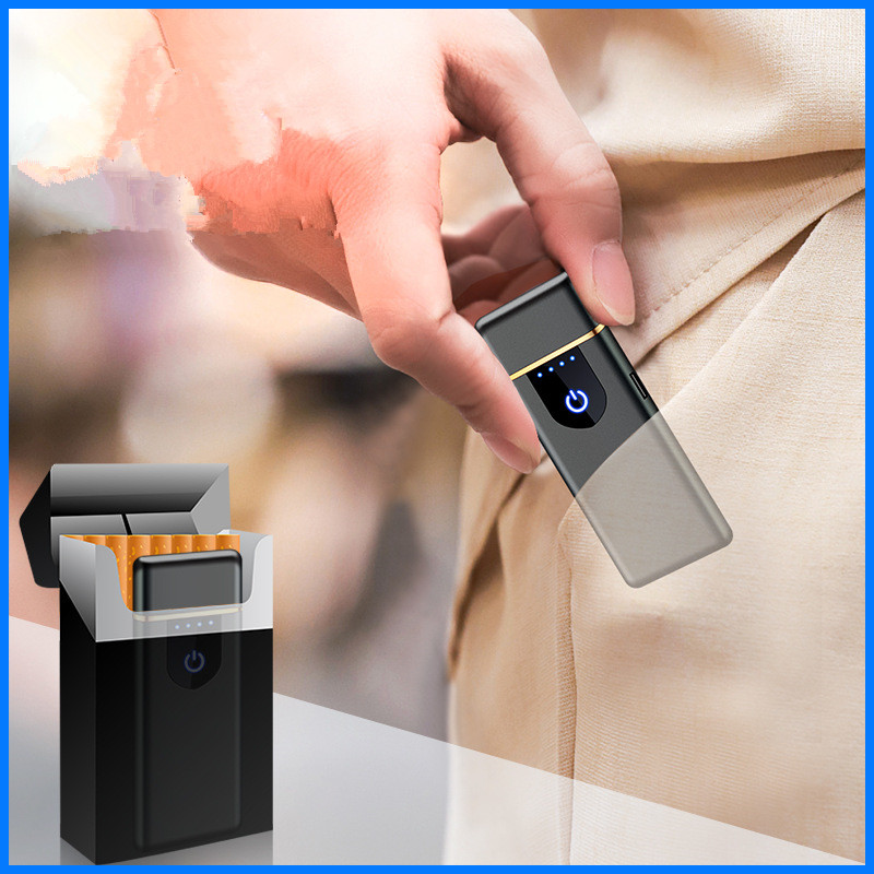 USB Electric Lighter Fingerprint Touch Sensing Smart Lighters Rechargeable Flameless Cigarette Lighter Mini Double-sided Ignition Lighter