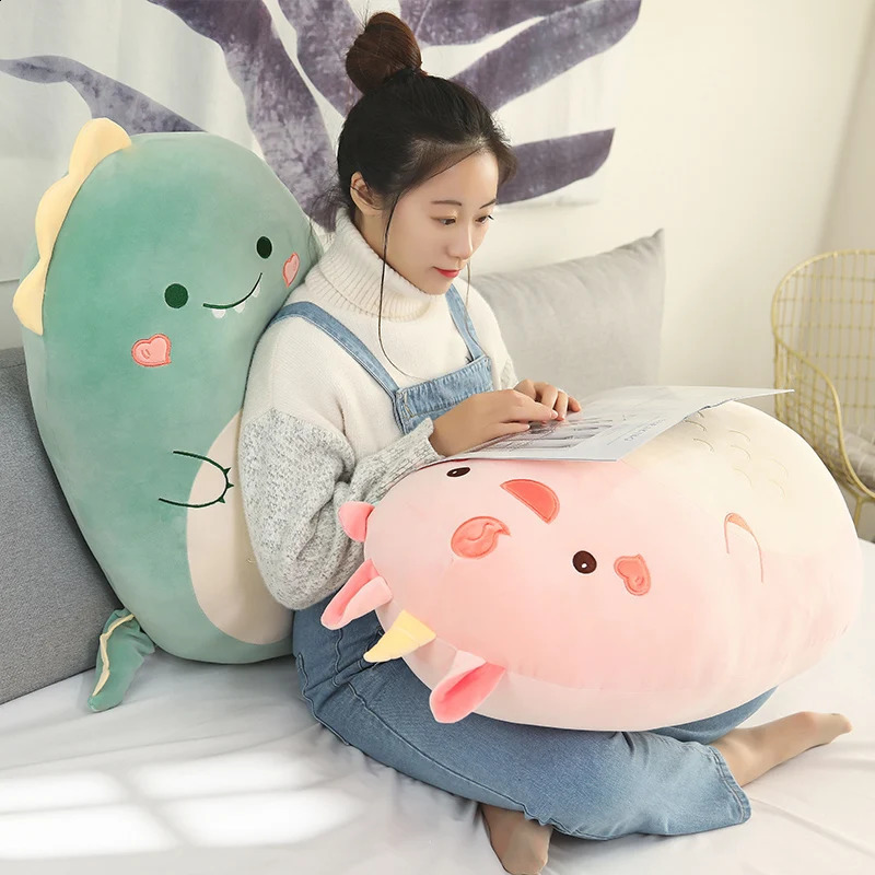 45/80cm squishy 장난감 kawaii 동물성 지방 공룡 시바 개 장난감 귀여운 토끼 인형 여자 침대 잠자는 쿠션 240125