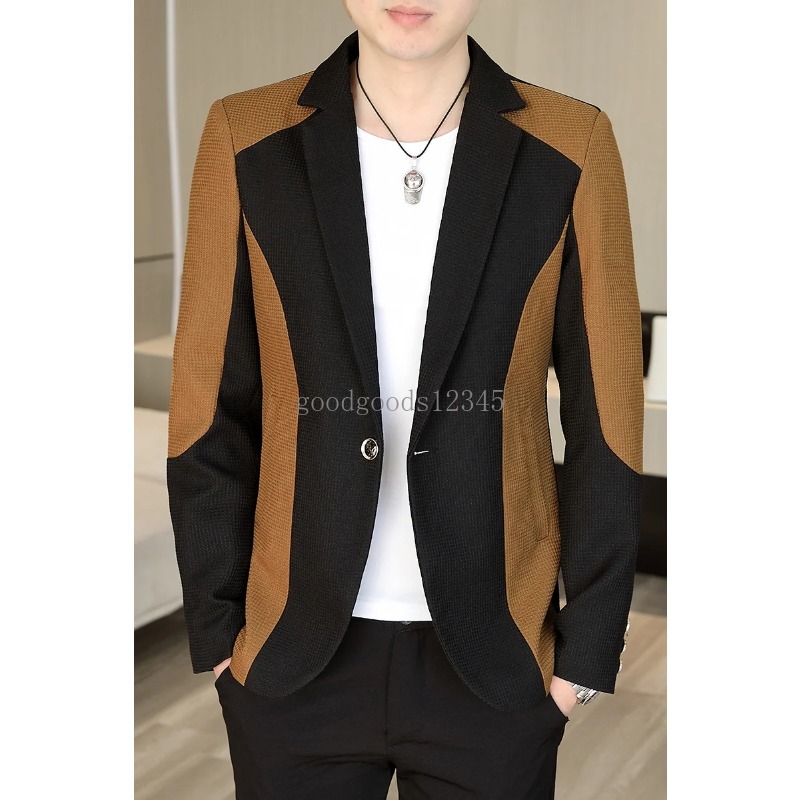 Koreańska mody patchwork marynarz dla mężczyzn Slim Fit Casual Men Blazers Business Social Blazer Masculino Streetwear 2024 Spring