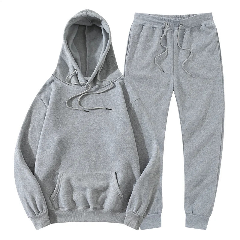 Men's And Women's Solid Color Long Sleeves Hoodie Sets Joggers Brand Sweatpants Fleece Jogger Suit Sweatshirt Pullover Fashion 240119