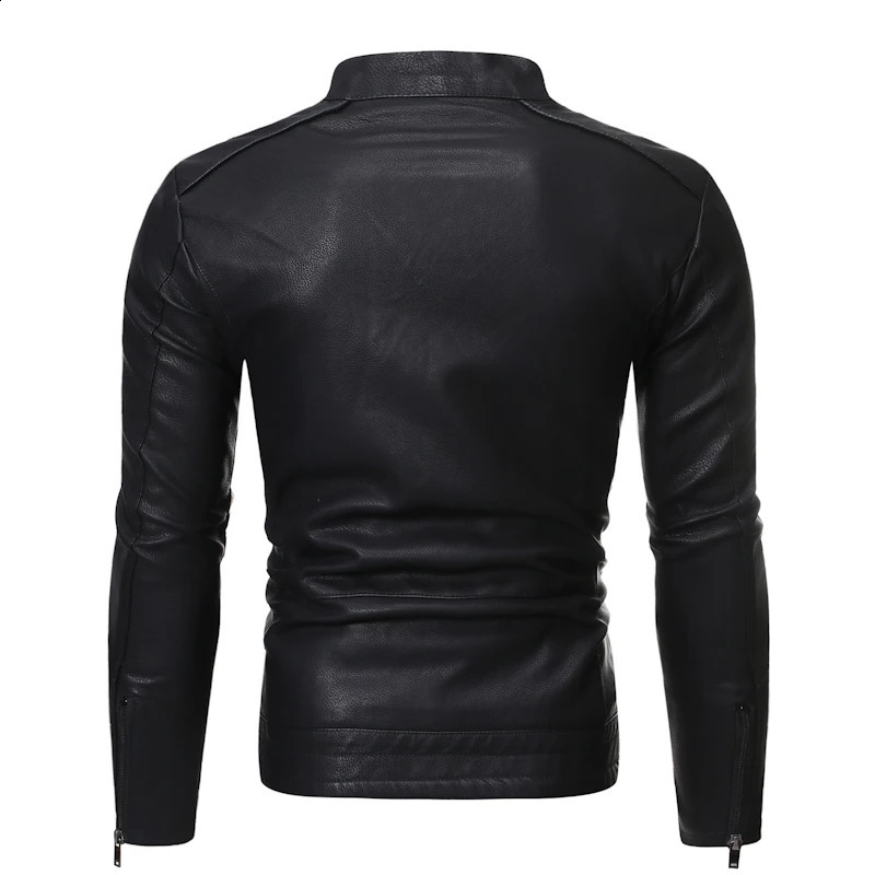 PU casual jaqueta de couro dos homens primavera outono casaco motocicleta motociclista fino ajuste outwear masculino preto azul roupas plus size S-3XL 240131