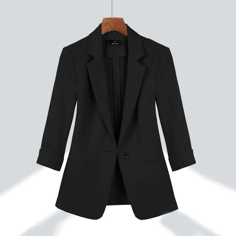 Femmes Blazer Pantalon 2 Pièces Ensemble Printemps Eté Mince Bureau Dame De Base Joker Noir Costume Manteau Pantalon Tenues Vêtements De Travail Femme 240202