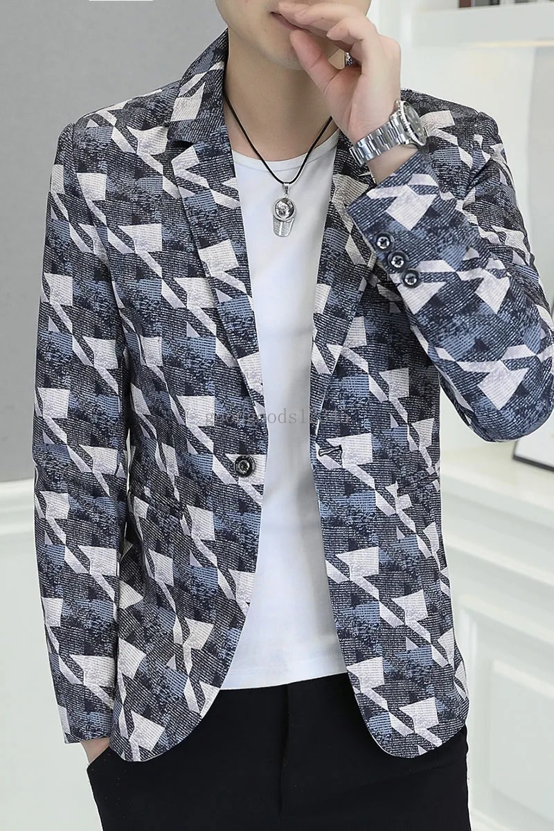 Brand Men Blazers 2024 Spring Korean Plaid Suit Jacket Slim Fit Simple Versatile Casual Business Jackets Coat Men Clothing