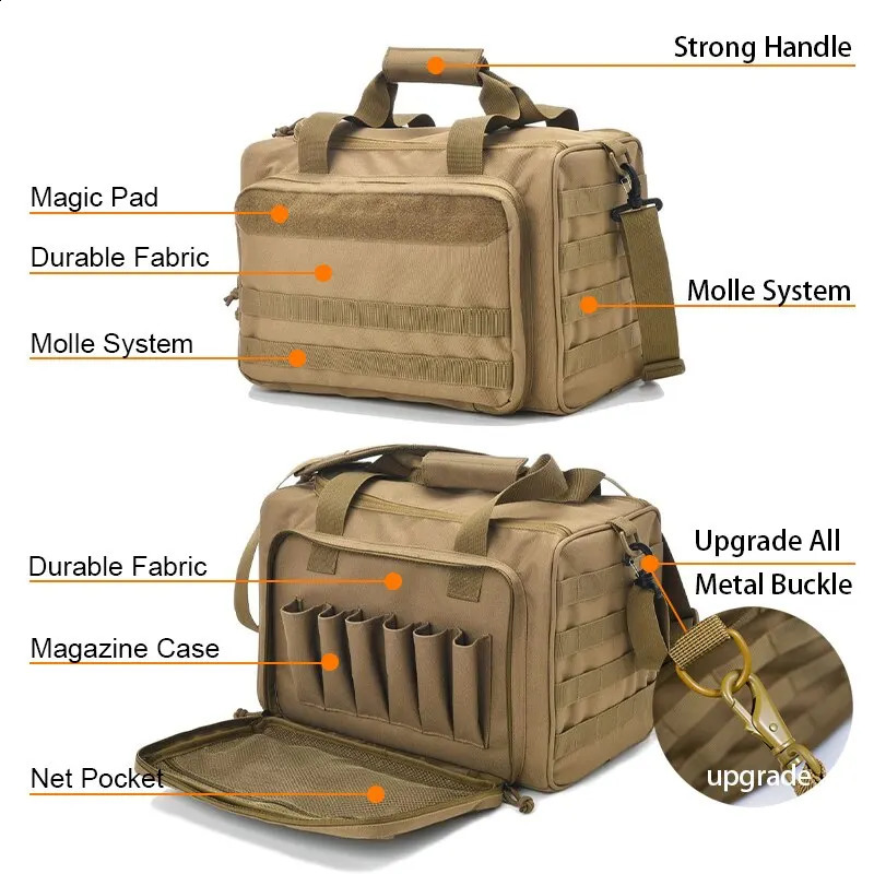 Gun Range Storage Bag Molle System Outdoor Hunting Accessory Nylon Tactical Case Bags Pistol Tool Shoulder Pack Sniper Black 240127