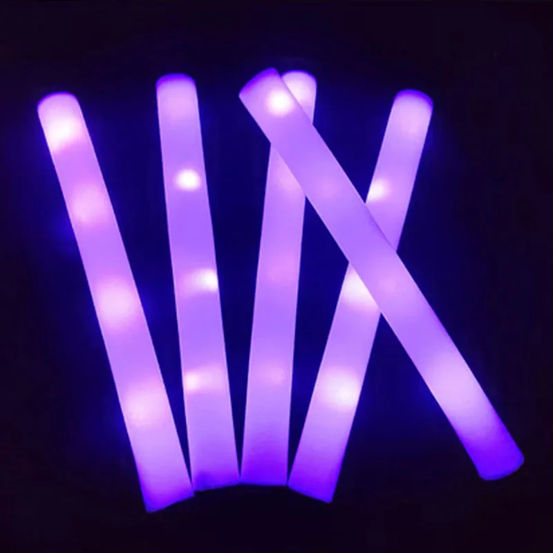 20 шт. красочные губчатые пенопластовые флуоресцентные стержни, световые палочки, реагирующая вспышка для концертов, шоу, большое светодиодное свечение 240122