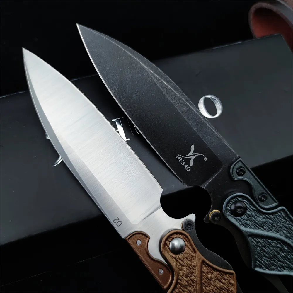 HUAAO Tactical Folding Knife 3.58`` D2 Blade 420 Steel and T6 Aluminum Handle, Multifunctional Outdoor Hunting EDC Tools Camping Hiking Pocket Knife BM 535 533 430 15031