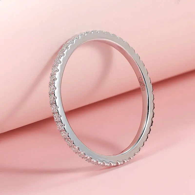 Smyoue 18k Wit Vergulde Volledige Ringen voor Vrouwen Bijpassende Bruiloft Diamanten Band S925 Sterling Zilveren Sieraden 240119