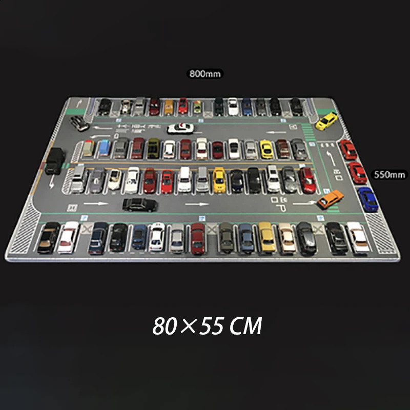 80cm 1/64 modelo de escala carro cena esteira grande estacionamento esteira para diecast veículo cena exibição brinquedo mouse pad cena mostrar brinquedo 240201