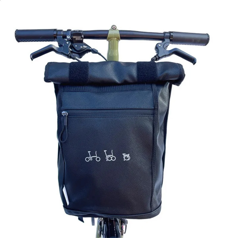 Bolsa frontal dobrável para bicicleta, bolsa para uso em brompton birdy, bolsa de armazenamento frontal com suporte de alumínio 240202
