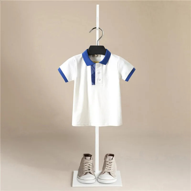 12m-9y verão bebê meninos polo camisas de manga curta listrado lapela roupas para meninas algodão respirável crianças topos outwear 240131