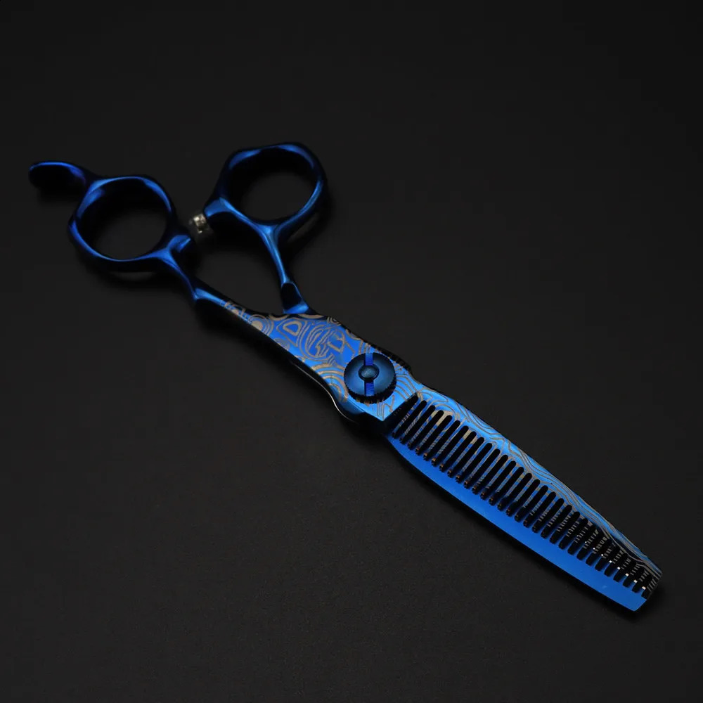Professional 6 ''高級ハサミ青blueダマスカスヘアサイザーヘアカット薄くなるバーバーツールカッティングヘアドレッシング240126