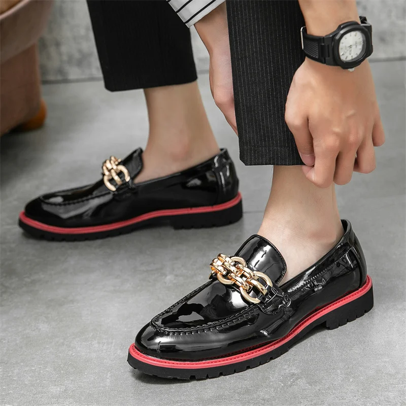 Italian Mens Pointed Casual Brands Slip on Formal Shoe Men Loafers Business Dating