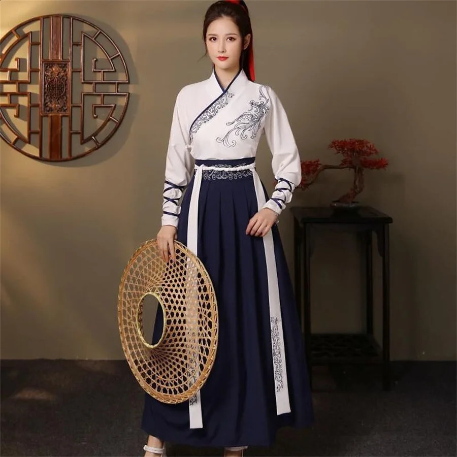 Chinese Dress Ancient Hanfu Kimono Black White Red hanfu Dresses Embroidery Martial Arts Chinese Style Dance Cosplay Costumes 240130
