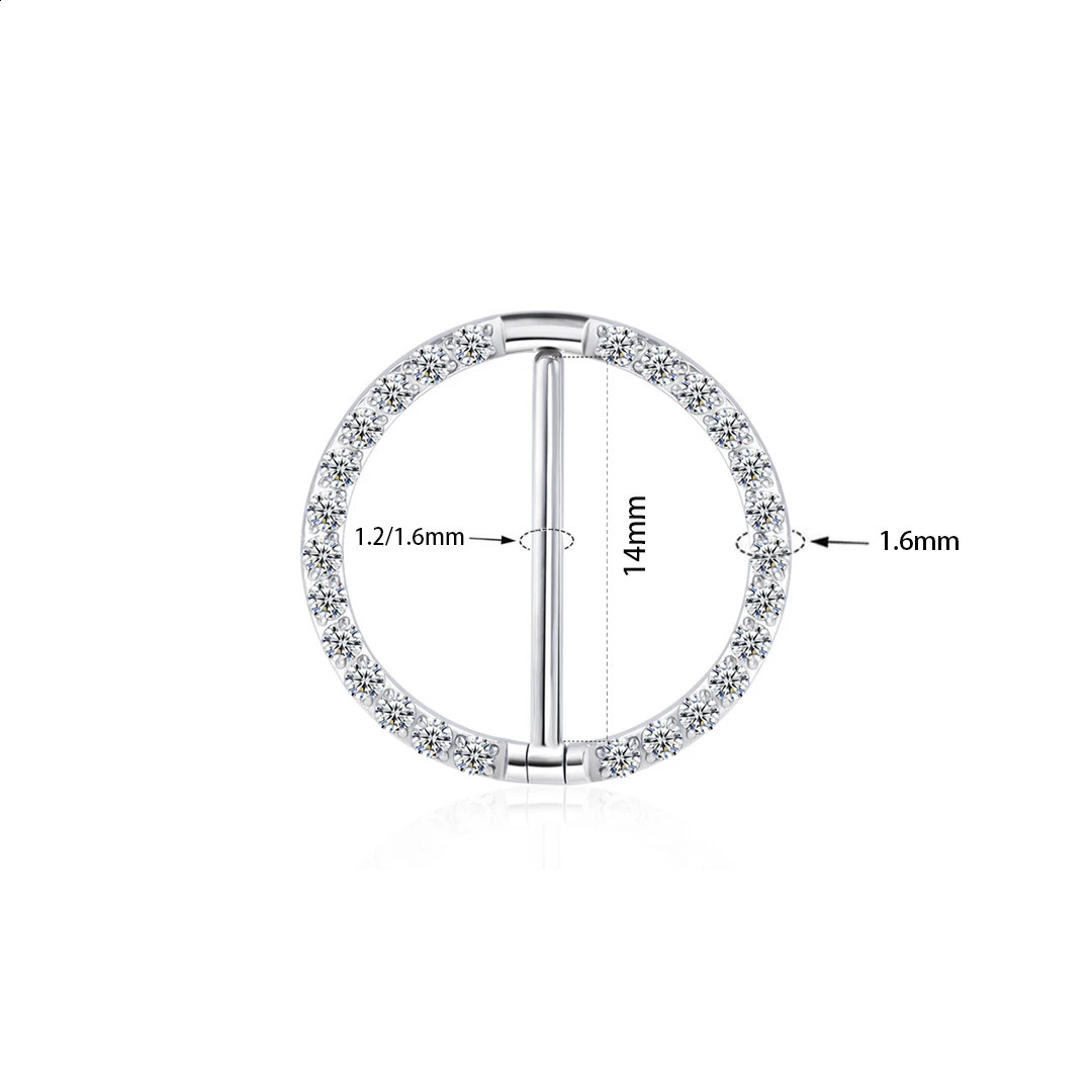 حلمة الحلمة الكلاسيكية ASTM 36 Round CZ SHIELD G23 BARRECED JOWNELRY 240127