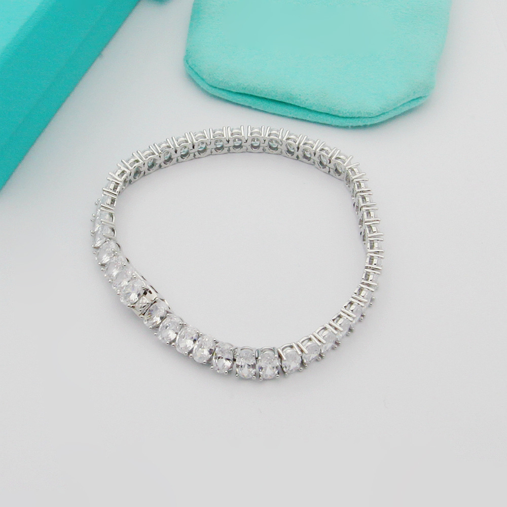 Bracelet en diamant ovale pour femmes, lettre de Tennis, rangée unique, œuf d'oie