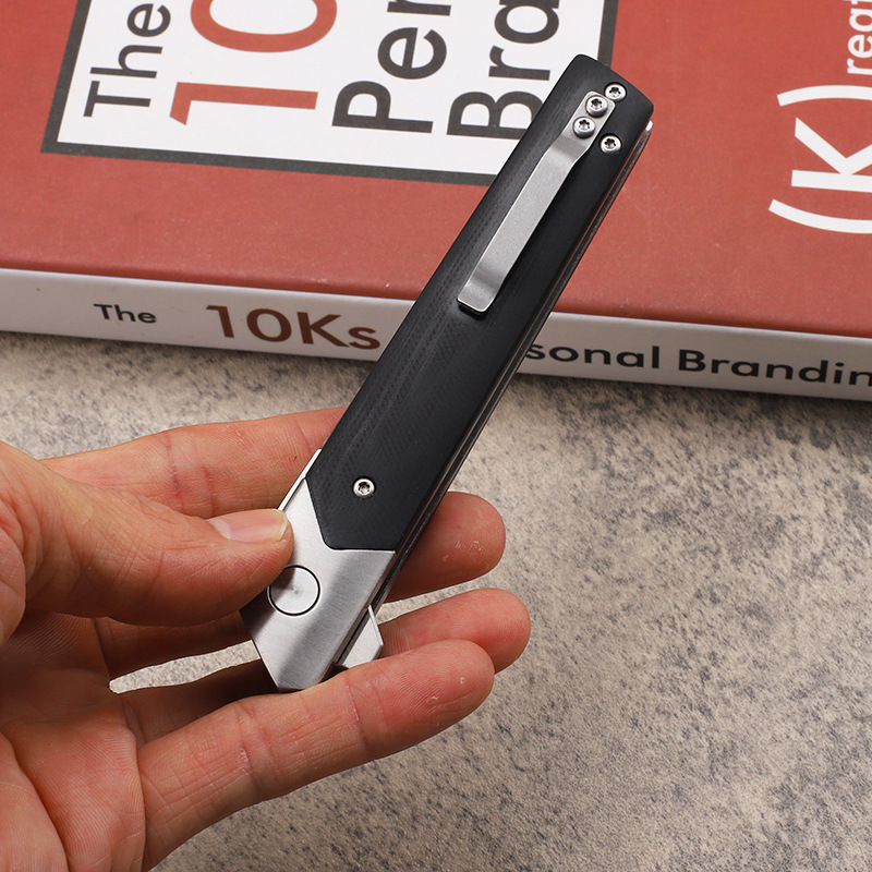 Promotion A0217 Flipper Folding Knife 14C28N Satin Tanto Blade G10/Steel Head Handle Ball Bearing Fast Open Folder EDC Pocket Knives