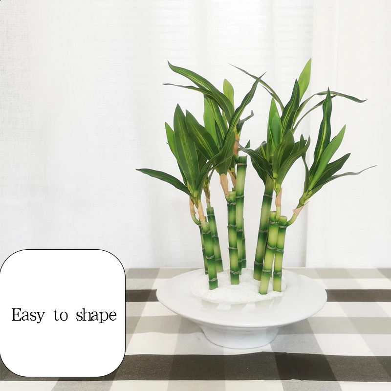 31110cm Tall Artificial Bamboo Plants Branch Plastic Tree Silk Leaf Small Shoot Desk Plant For Home Garden Outdoor Decor 240129