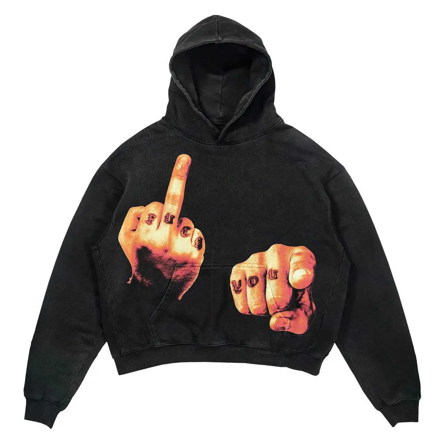 Herrtröjor tröjor retro handtryck hoodies kvinnor ny tröja överdimensionerade lösa toppar par 2023 streetwear goth populära y2k kläder t240217