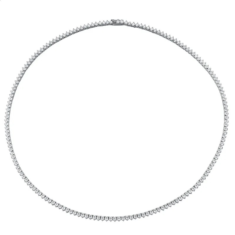Iced Out m Carbon Diamond Tennis Necklace 925 Sterling Silver Hip Hop Link Chain Women Necklace 3 Prong White Gold Plated Gift 240118