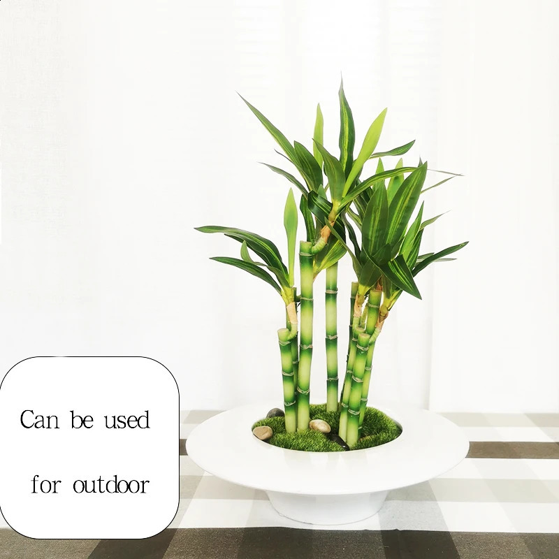 31110cm Tall Artificial Bamboo Plants Branch Plastic Tree Silk Leaf Small Shoot Desk Plant For Home Garden Outdoor Decor 240129
