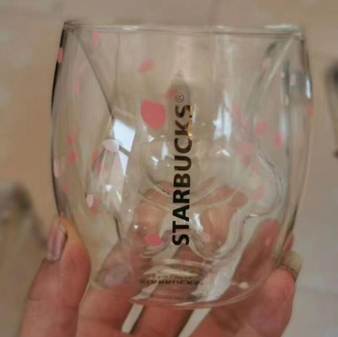 Creativo bevanda Starbucks Cat Claw Cup Doppio vetro Moda semplice tazza da caffè regalo Festival porno con zucca viola rosa